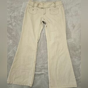 VTG Plugg Flare Pants Womens Sz 12(32x31) Beige Flared Mid-Rise Y2K Grunge Skate
